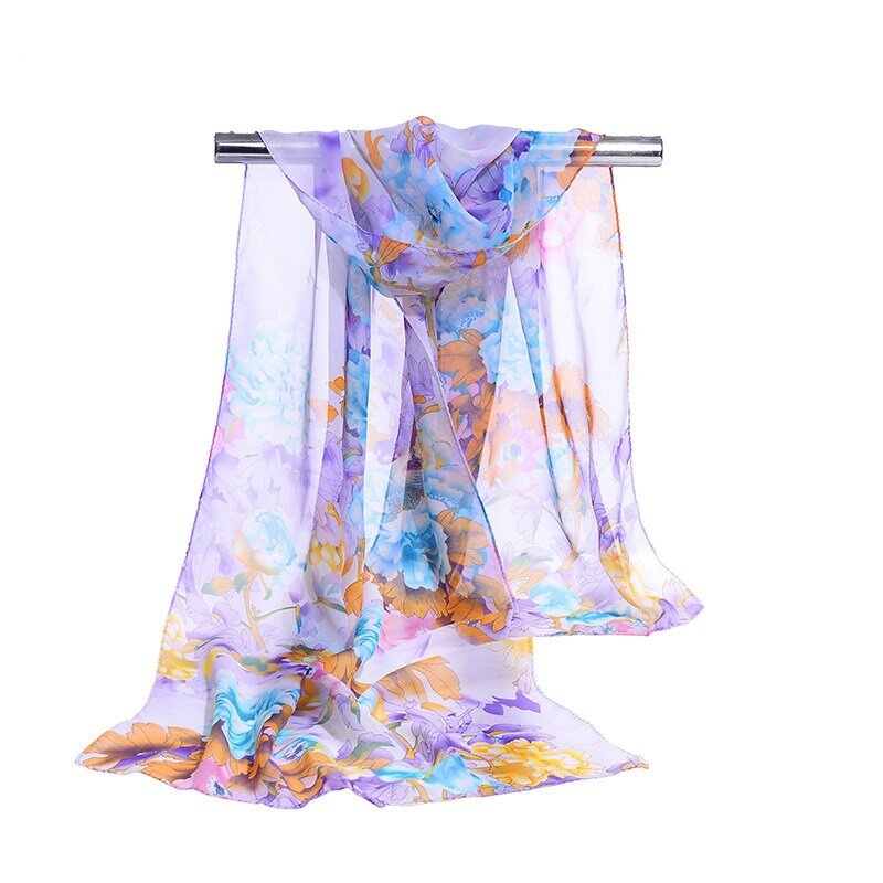 Écharpe rayée en mousseline de soie imprimée, châle de mode sauvage, écharpes florales de protection solaire, 160x50cm, nouveau