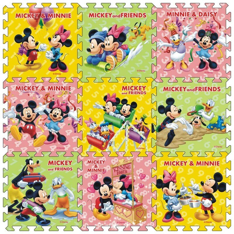 Disney 9pcs/pack Winnie the pooh foam mat Mickey Minnie 30x30cm per piece  Baby Child Play Floor Mat  Game carpet Crawling mat