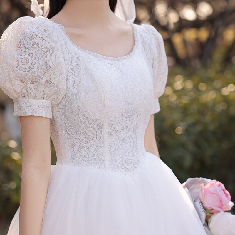 Vestidos De novia blancos y franceses para mujer, vestido De fiesta Formal De tul con línea a larga, 2021