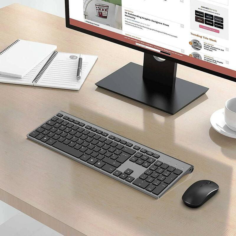 Keyboard dan mouse, Spanyol tata letak, baterai isi ulang, stabil koneksi USB, cocok untuk notebook, komputer, abu-abu