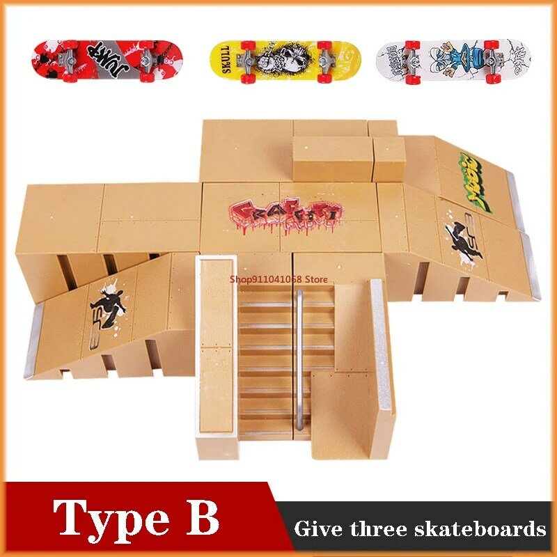 Finger Skateboards Skate Park Rampe Parts for Module, Practice Deck, Gift Set for Children, Fingerboard Toys