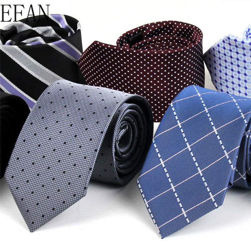 Cravate Jacquard pour hommes, nouvelle collection, 7cm, couleur unie, rayée, fleur florale, accessoires, usage quotidien, cadeau de mariage