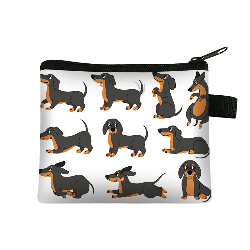 犬のデザインが施されたポリエステル製の財布,パーソナライズされた小さな財布,カードホルダー,コイン収納用の小さな注意が可能