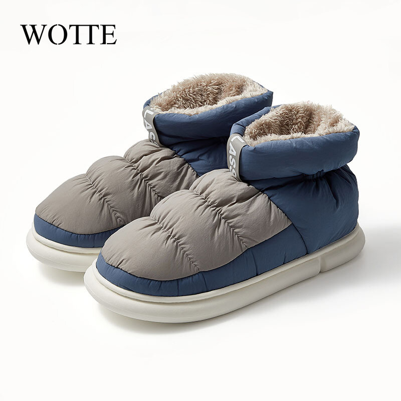 Botas de nieve impermeables para hombre, zapatos cálidos sin cordones, calzado de invierno