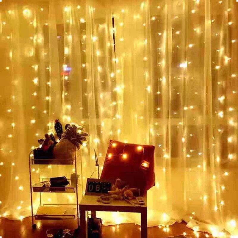 Guirnalda de cortina de luces navideñas, adornos navideños para el hogar, regalos de Navidad, decoración de Año Nuevo, 2024