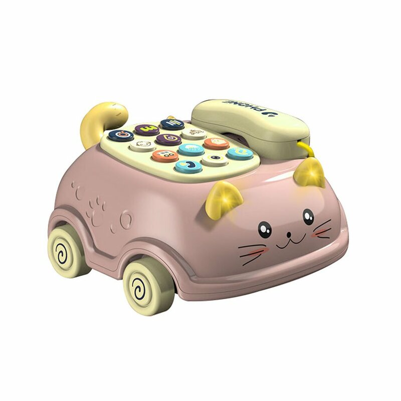 어린이용 몬테소리 전기 전화 장난감, 귀여운 고양이 자동차 교육 전화, 사운드 라이트 자동차, 어린이 장난감