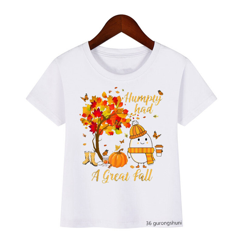 Kawaii Веселая Осенняя футболка с аниме принтом, милая детская одежда, летняя футболка для мальчиков и девочек в стиле Харадзюку, модная повседневная детская одежда