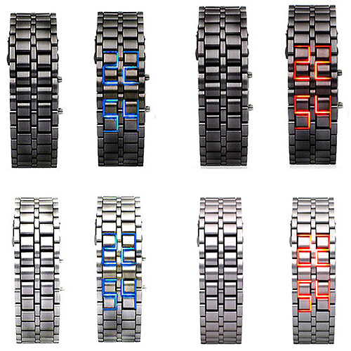 Лидер продаж, мужские и женские СВЕТОДИОДНЫЕ Цифровые кварцевые часы-браслет из нержавеющей стали, наручные часы, металлический браслет, кварцевые часы, мужские браслеты