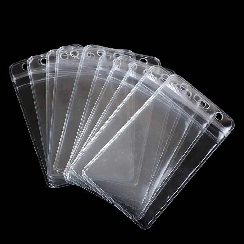 10Pcs/lot Vertical Transparent Vinyl Plastic Clears ID Card Bag Case Badge Holder Accessories