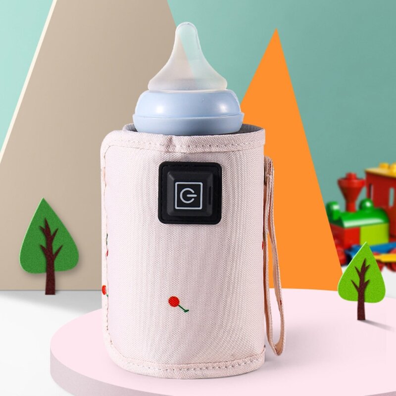 Usb portátil bebê garrafa mais quente saco de viagem leite mais quente infantil alimentação garrafa termostato alimentos quente capa d0af