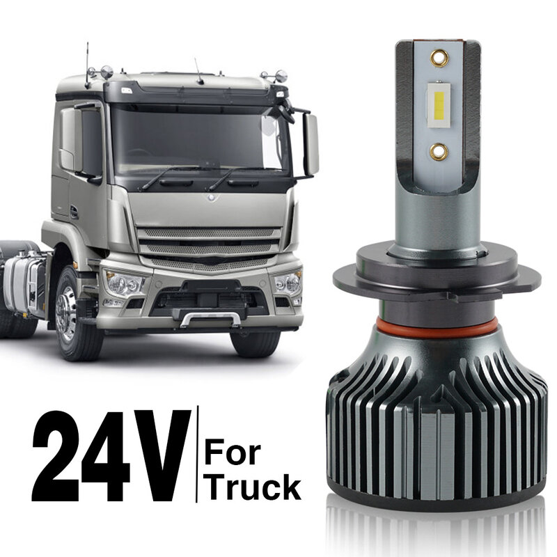 Bevinchee-Lâmpada LED para Caminhão, Farol para MAN DAF, Renault, Scania, Volvo, Mercedes-Benz, 24V, H7, H1, H4, H11, H3, 60W, 6000K