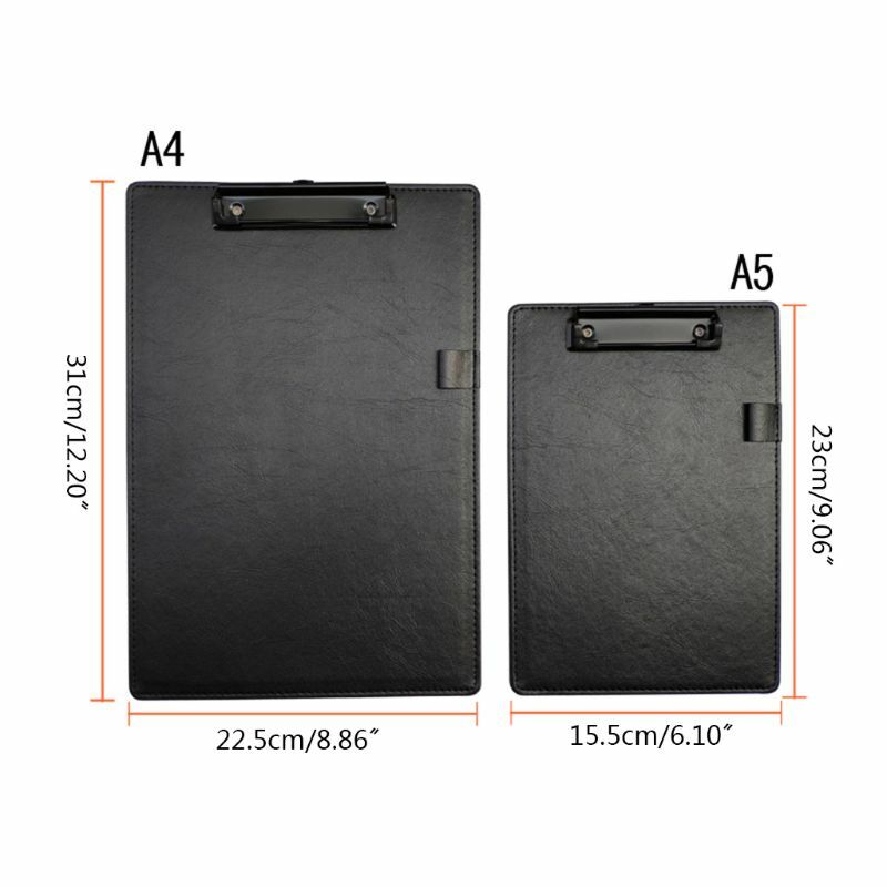 Durable PU Leather A4 A5 File Paper Clip Board Writting Pad Folder Document Stationery