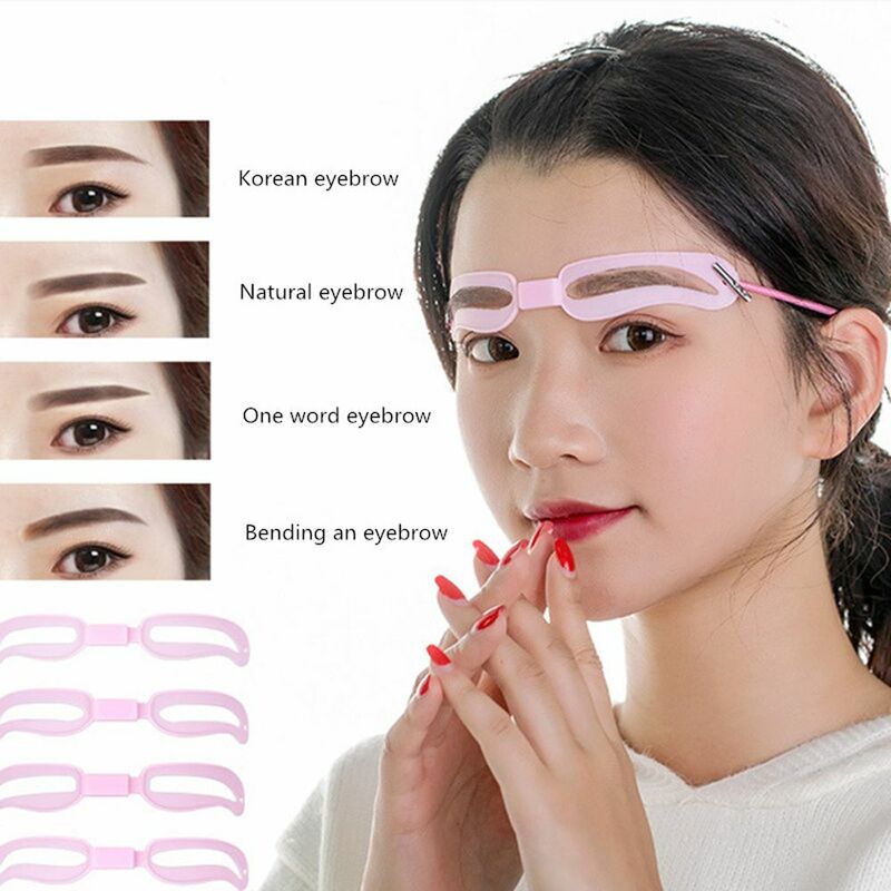 Beauty-Zubehör wieder verwendbare 4 Arten Make-up-Tools Pflege Soor Karte Augenbrauen Schablone Augenbrauen Shaper Kit