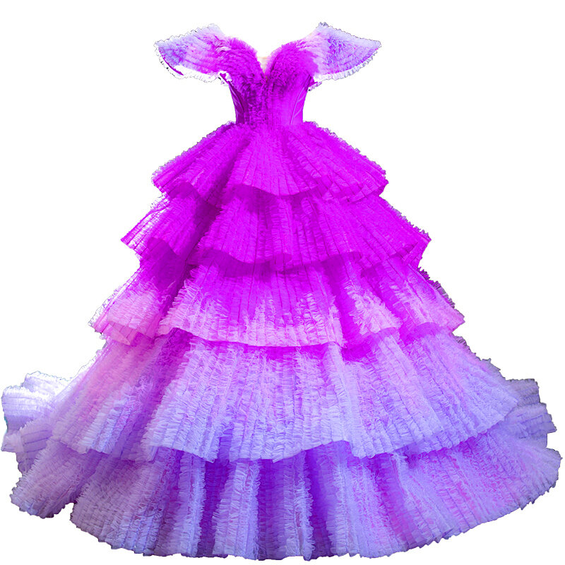 Vestido De noche púrpura claro, prenda De lujo De alta calidad, en polvo, para maternidad