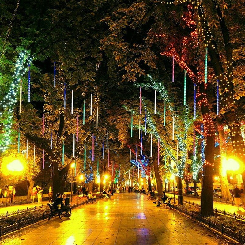 30/50cm Meteor Shower Led Light String 8 Tubes Meteor Lights Christmas Tree Decorations Outdoor Fairy Lamp Garden Light New