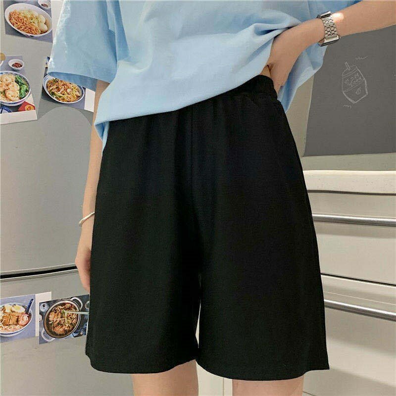 Shorts de verão para mulheres, lindo estilo coreano, doce, harajuku, simples, cinza puro, oversize, para estudantes, 2021