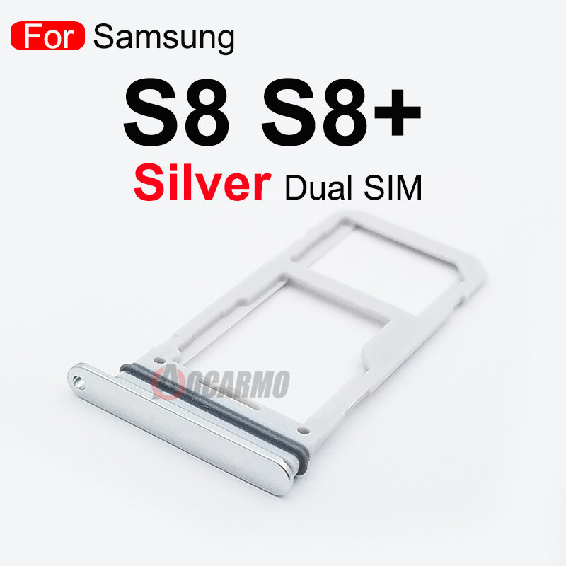 Aocarmo untuk Samsung Galaxy S8 SM-G9500 G950F S8 Plus SM-G955 S8 + Single/Dual Plastik Logam Nano Sim Kartu Tray Slot Pemegang