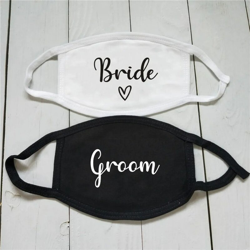 New Wedding Party Personalized Guest Mask Bride Groom Couple Masks Bridal Shower Gifts Wedding Favor Cotton Mask Non Medical
