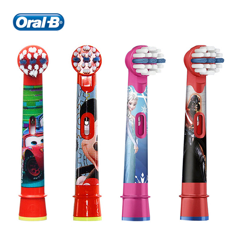 Cabeças de escova de dentes oral b substituição crianças dos desenhos animados cerdas macias redondas cabeças de escova de dentes elétrica cuidados orais para crianças 2 pces/4 pces