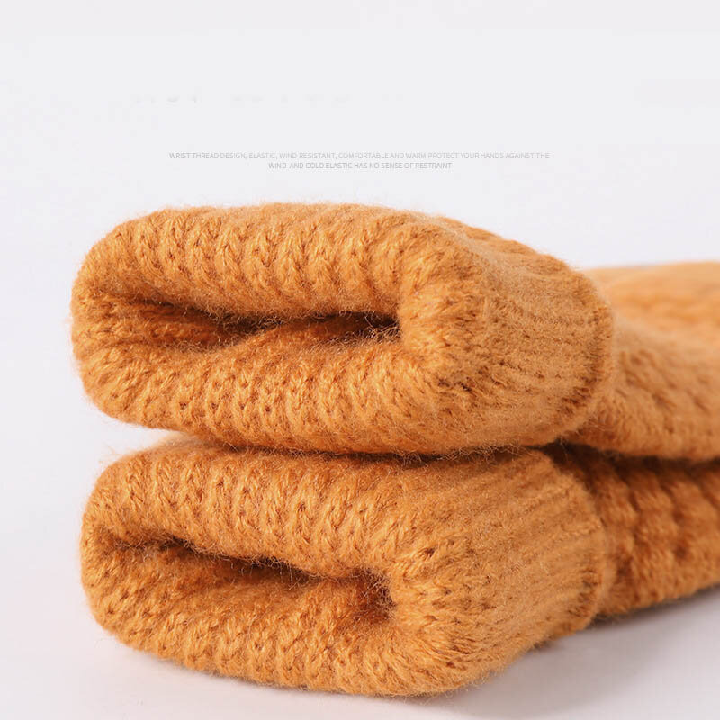 Gants en laine tricotés, unisexe, garder au chaud, pour écran tactile, en cachemire, épais, coupe-vent, élastique, doux, pour femmes et hommes, nouvelle collection hiver