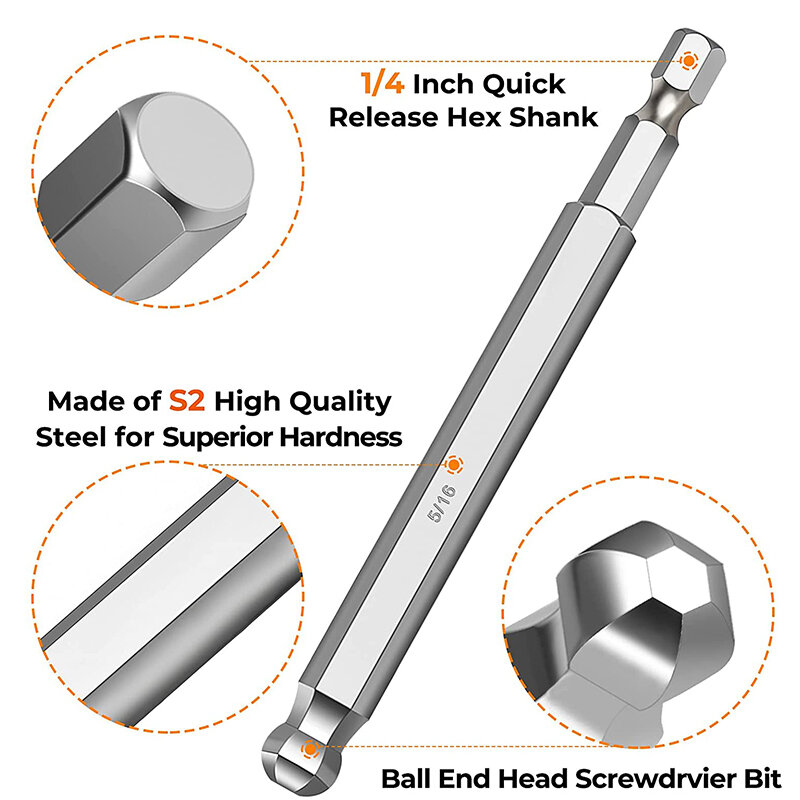 Tonsiki 1Pc 100m Ball Ende Schraubendreher Bit SAE Allen Wrench Bohrer S2 Hex Bit Set Magnetische Hex schlüssel Allen Schraubendreher-bits