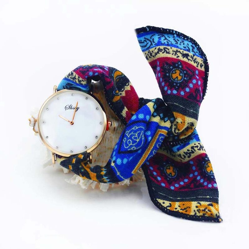 Shsbyยี่ห้อใหม่สไตล์ผู้หญิงผ้าดอกไม้นาฬิกาข้อมือผู้หญิงนาฬิกาแฟชั่นผู้หญิงCasual Quartzสร้อยข้อมือนาฬิกานาฬิกา