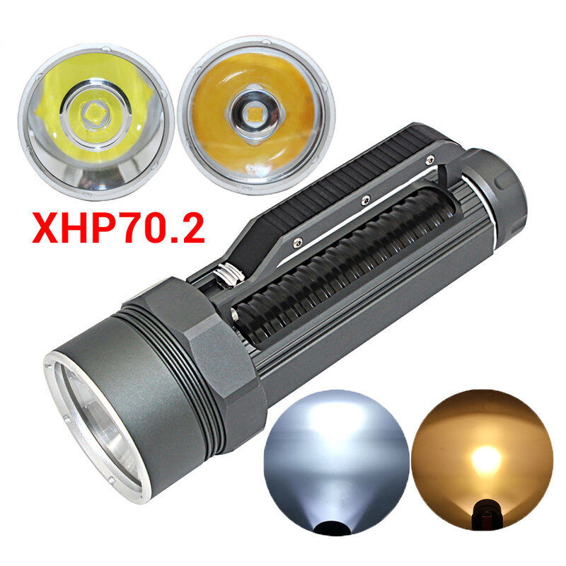 휴대용 LED 다이빙 손전등 토치 32650, 전술 수중 100m 방수, 고품질 스쿠버 다이빙 램프 조명, XHP70.2