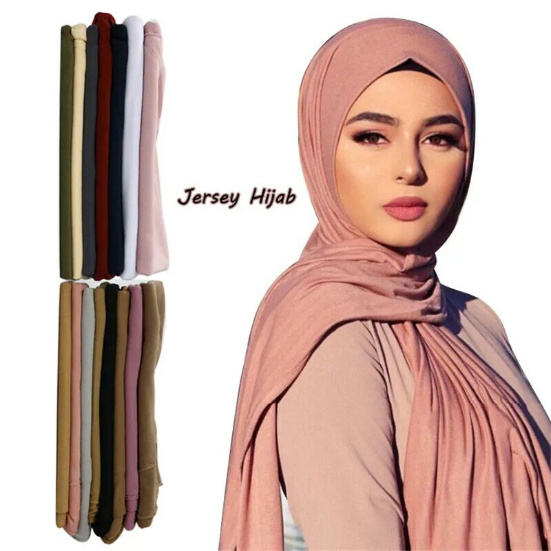 2020 새로운 회교도 Hijab 여성 저지 스카프 Shawls 및 랩 일반 Hijabs Turban Foulard Femme 아랍 여성 머리 스카프 Kopftuch