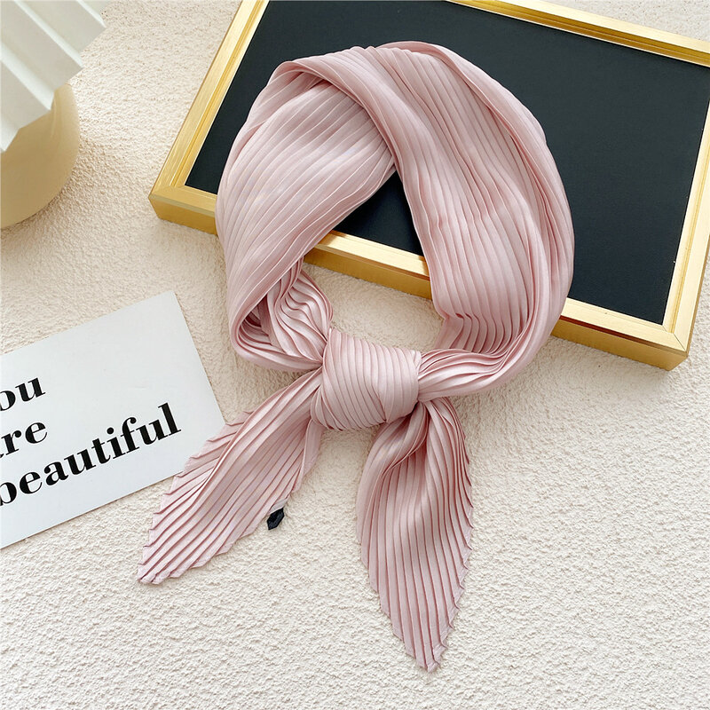 Large Size Scarf Pleated Crinkle Women's Hijab Wrinkle Shawl Scarves Women Satin Scarf Neckerchief Square Skinny Hair Tie Band