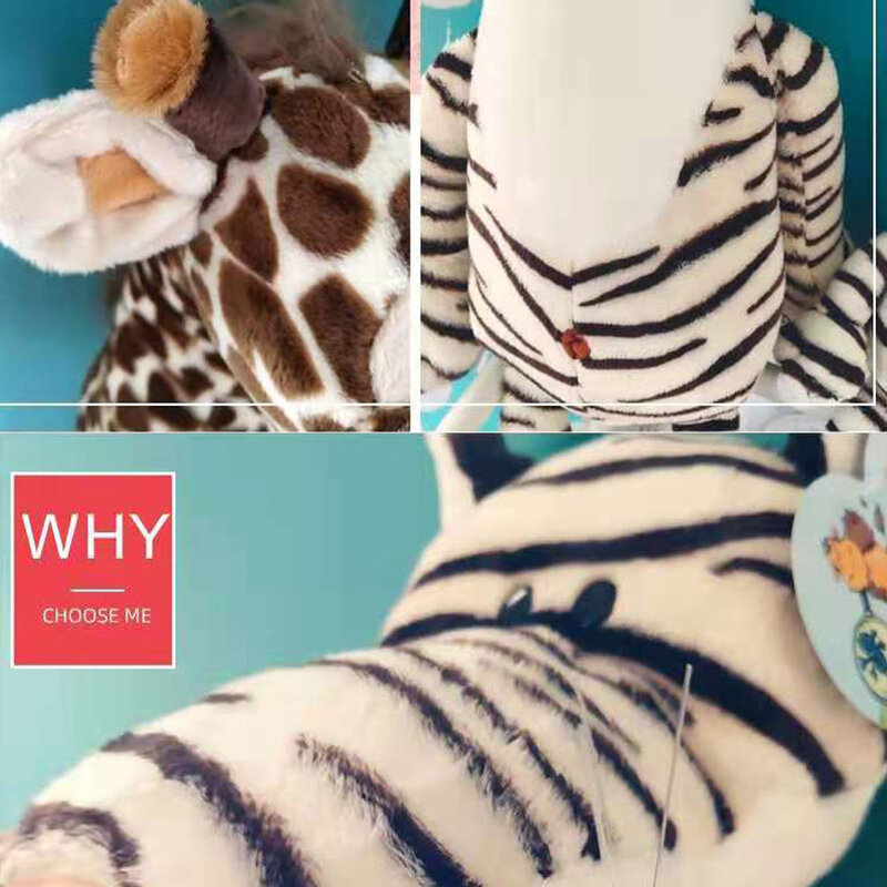 50CM popularny las pluszowe zabawki wypchane zwierzę żyrafa słoń małpa lew tygrys Kawii nadziewane dzieci duże zabawki do dekoracji pokoju