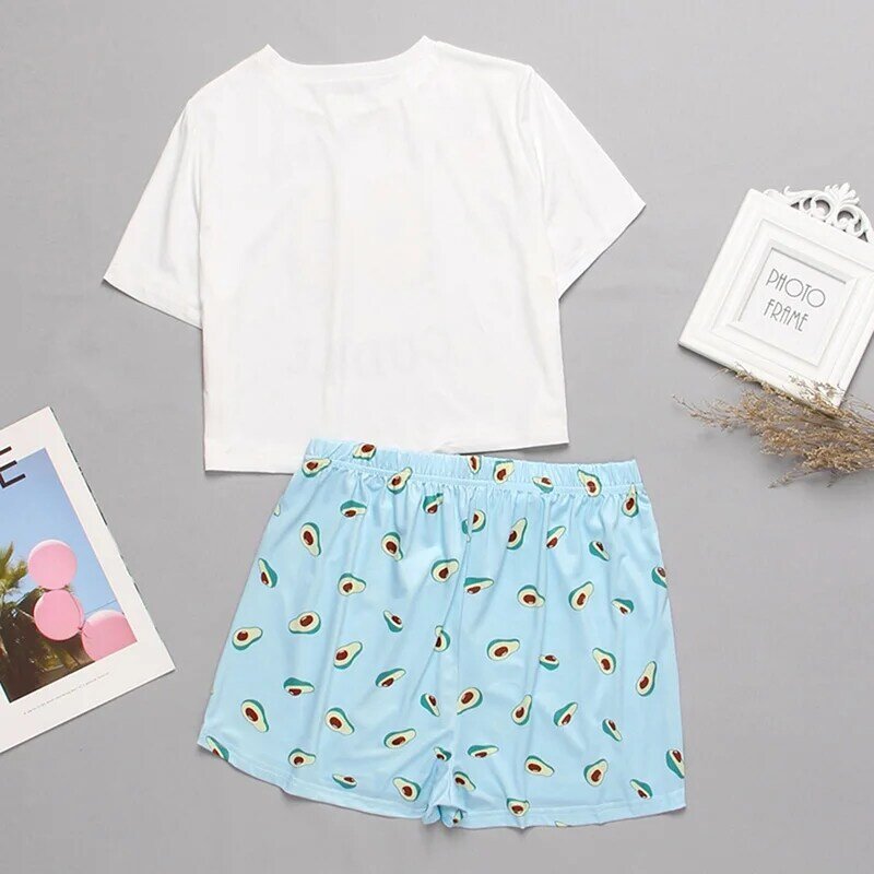 Roupas para mulheres meninas pijamas de verão conjunto bonito solto topos e shorts de cordão simples pijamas conjuntos de mujer