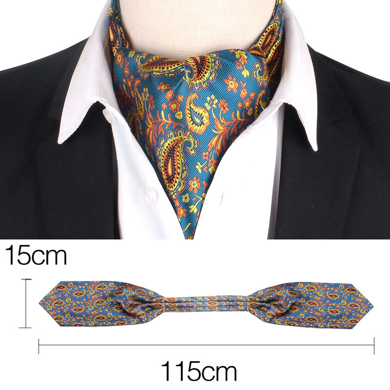 Paisley Men Cashew Tie Wedding Formal Cravat Ascot Scrunch Self British Gentleman Polyester Woven Neck Tie Luxury