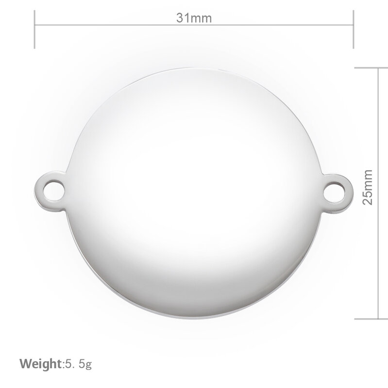 MYLONGINGCHARM 25pcs/lot -free engraving-25mm 2 holes Round steel connector customized Bracelet Charm-custom logo or design
