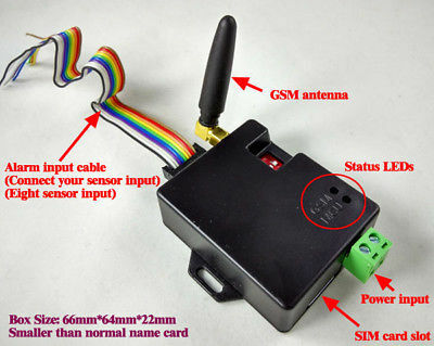 Módulo de alarme sem fio GSM SMS Alert Antena para segurança doméstica 8 entrada de alarme GA09