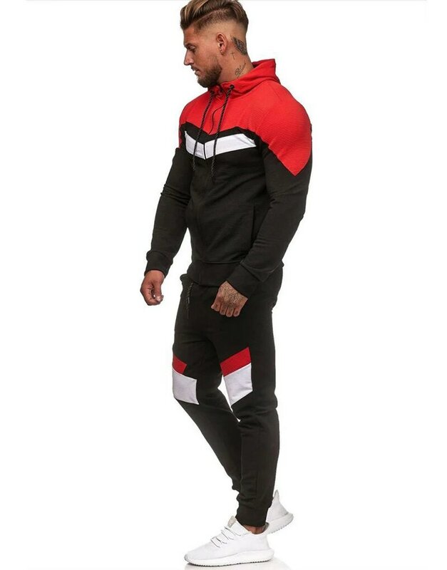 Conjunto de fatos de treino 2020 dos homens outono conjunto moletom masculino jogger roupas esportivas terno homem hoodies calças zíper terno esportivo nova moda