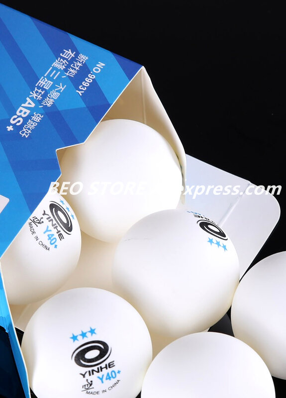 YINHE-Bolas De Plástico Poli Ping Pong De Tênis De Mesa, Material Novo, ABS Emoldurado, Y40 +, 3 Estrelas, 3 Estrelas