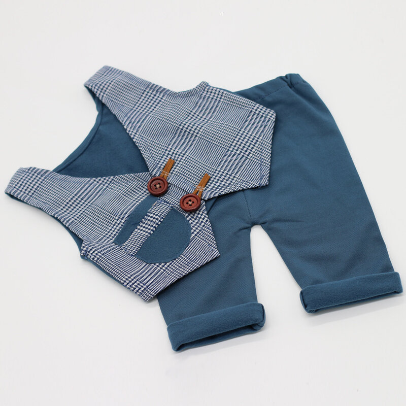 Pasgeboren Fotografie Props Accessoires Kleine Gentleman Baby Boy Fotografie kostuum Photo Props Infant Plaid Vest + Broek Set