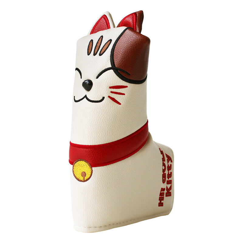 Golf Headcover Lucky Cat Golf Head Cover for Driver Fairway Hybrid Putter PU Leather Protector Magnetic Closure