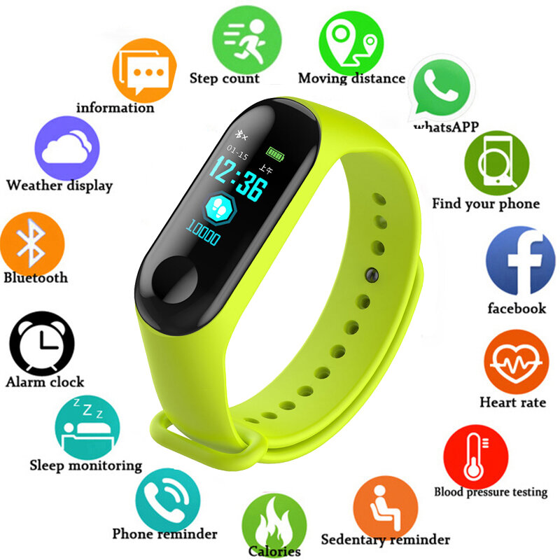 Zegarek Fitness M3 kolorowy ekran inteligentna bransoletka sportowa aktywność Running Tracker tętno dla dzieci zegarki damskie męskie godziny
