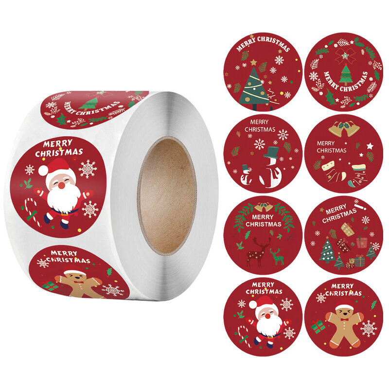 Pegatinas de Feliz Navidad, etiquetas de sello con temática navideña, para regalo DIY, paquete de hornear, sobre, decoración de papelería, 100-500 Uds.
