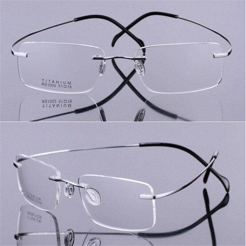 Óculos de grau de titânio, óculos de grau unissex ultraleve sem aro multifocal progressivo para mulheres e homens