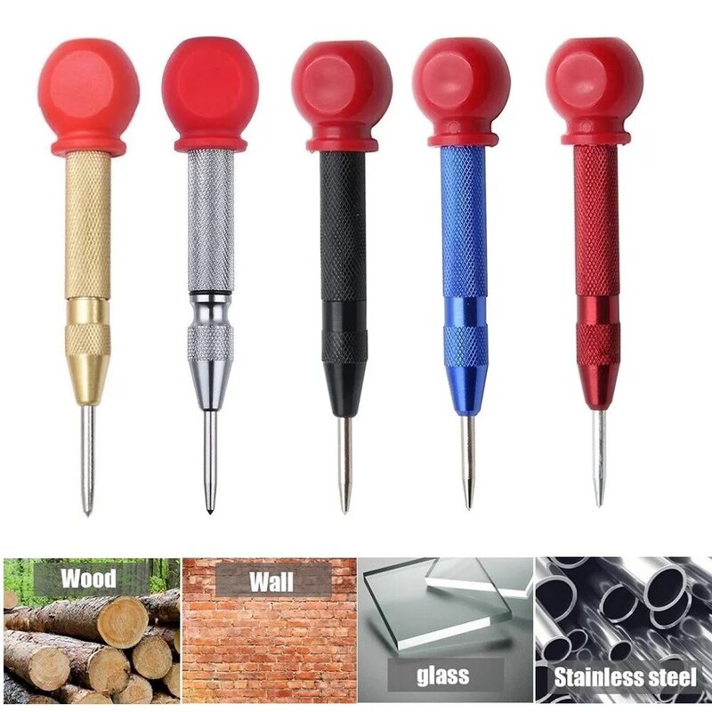 1Pc Automatische Center Punch Carpenters Tool Spring Loaded Markering Tool Punch Machinisten Gat Boor Hout Druk Dent Marker