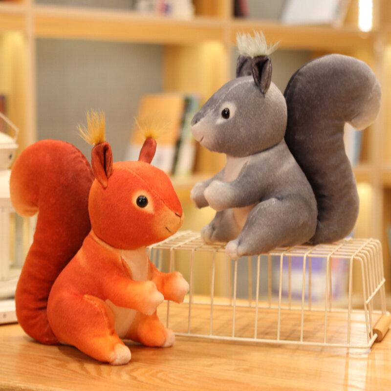 Super Cute 25cm Squirrel Plush Toy Stuffed Simulation Listrado Esquilo Floresta Animais Cute Cartoon Animais Brinquedos Kids Xmas Gift