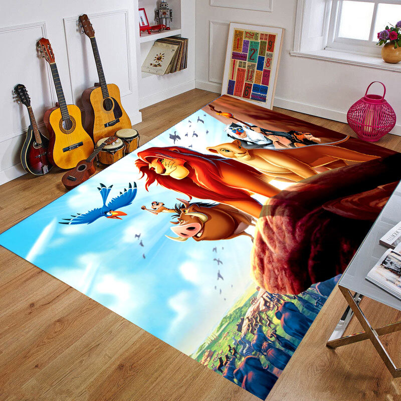 Tapete do jogo do bebê 80x160cm anti deslizamento esteira simba o rei leão anime padrão impresso tapete para o banheiro crianças piso almofadas