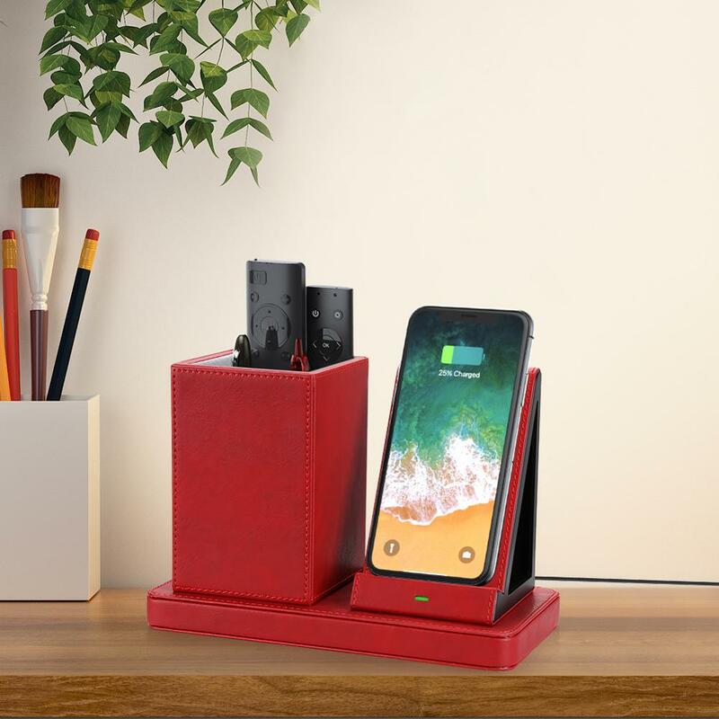 New Arrival! Pen Holder with Wireless Charging Stand Office Stationery Wireless Charger Station Desk Organizer Phone Holders
