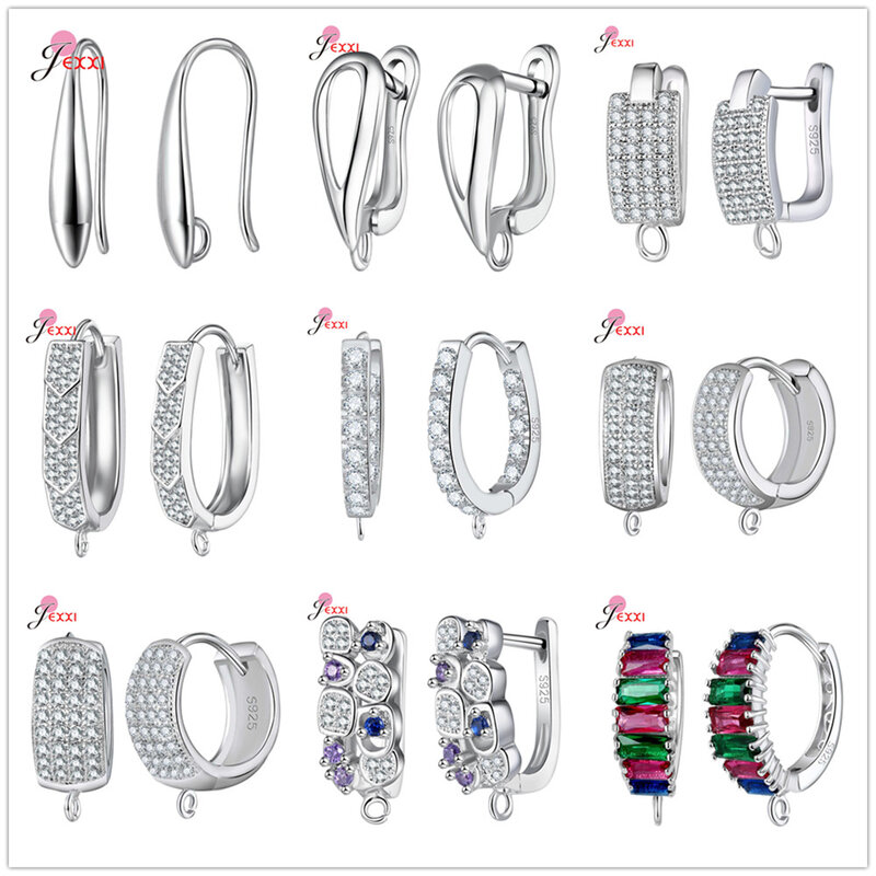 Ganchos simples para pendientes de plata de ley 925 para mujer, pendientes DIY, fabricación de joyas, cierres, accesorios
