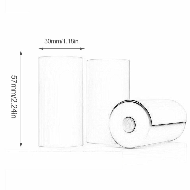 Rollo de papel de pegatina imprimible, 5 rollos de papel térmico directo con autoadhesivo de 57*30mm para PeriPage A6 Pocket PAPERANG P1/P2