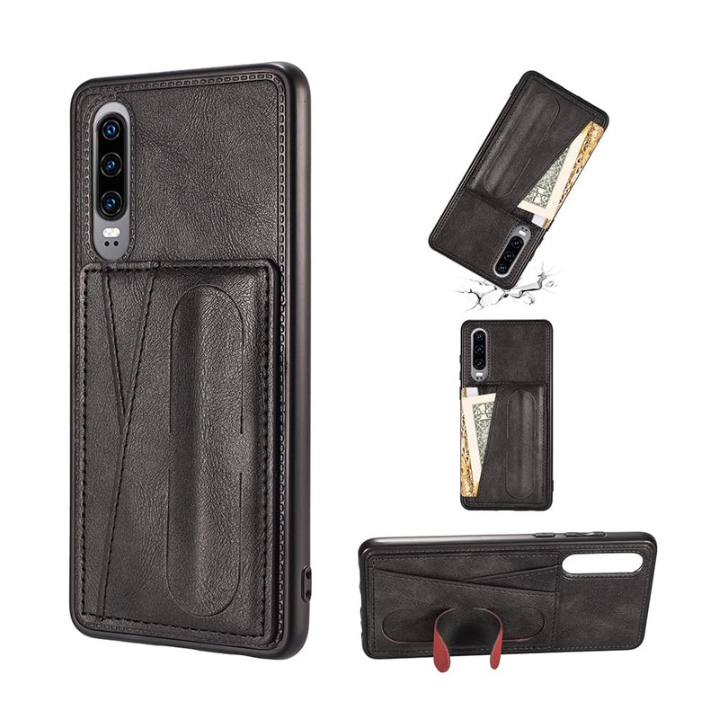 Credit Card Holder Slot Phone Case For Huawei P30 Pro Lite Nova 3 i 4 e Mate 20 30 P Smart Plus PU Leather Man Bussiness Black