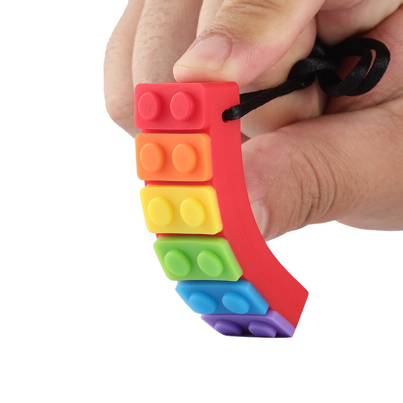 Collar de silicona para morder para niños con autismo, mordedor sensorial de ladrillo masticable, 1 unidad