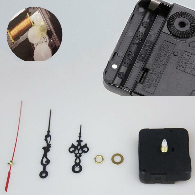1 Set DIY Silent Wall Clock Quartz Needle Movement Black and Red Hands Replacement Part Repair Kit Tool Set Clock Mechanism
